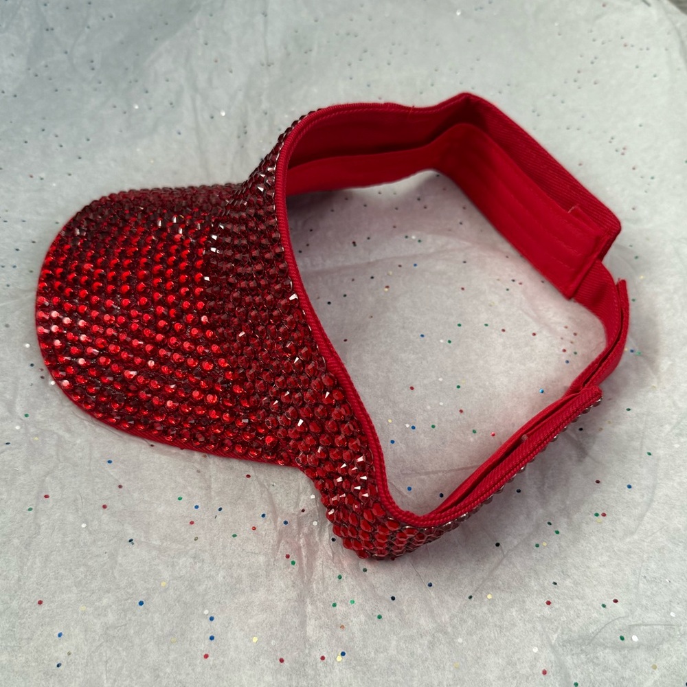 Red Rhinestone Visor nwot - Picture 2 of 5